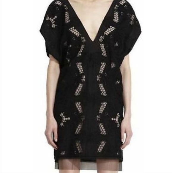 BCBG MAX AZIRIA RUNWAY Freja embroidery silk linen mini dress prestined